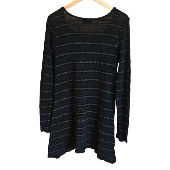 Allen Allen Black Striped Long Sleeve Tunic Shirt Dress Women's Small - Picture 6 of 6